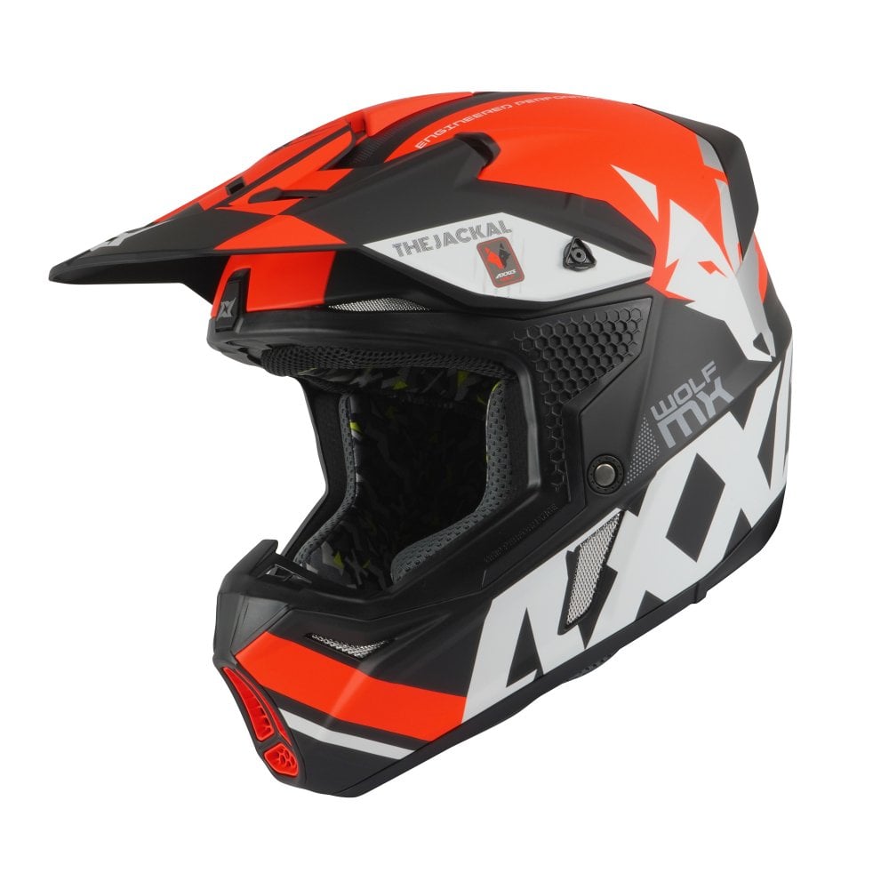 Axxis Wolf Jackal B14 Matt Blk Fluo Orange Adult MX Helmet
